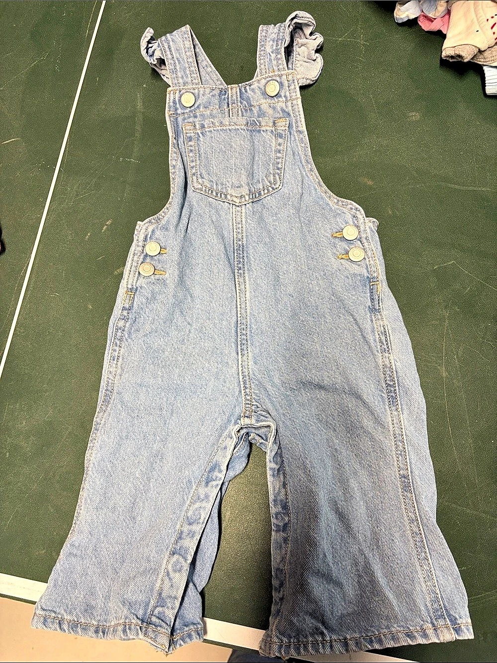 Old Navy Ruffle-Trim Denim Overalls Blue 18-24M